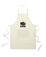 Grembiule in Cotone Riciclato – Sostenibile e Pratico – Cucina e Lavoro – Design Ricamato Scritta Love con Cuori a scacchi