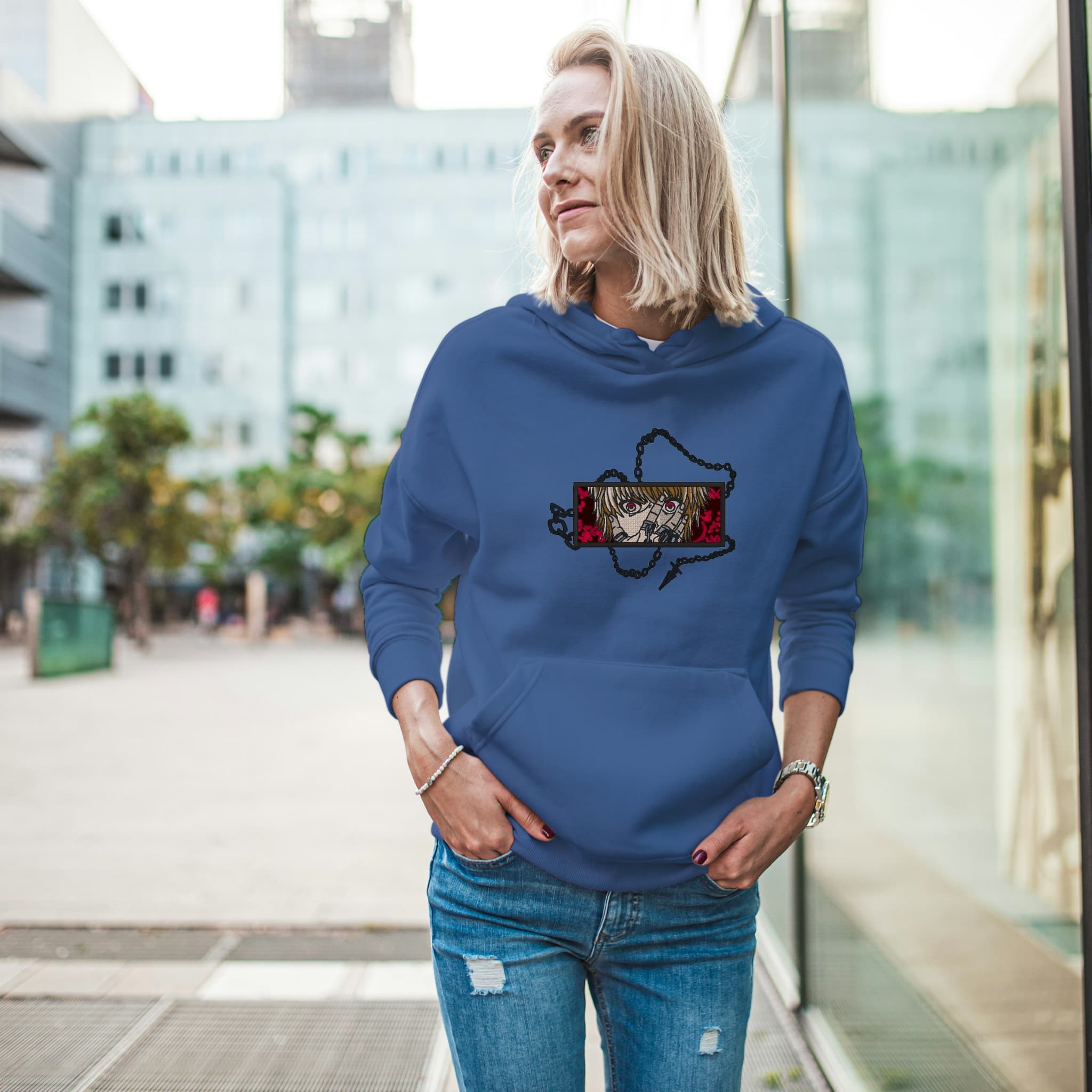 Felpa Ricamata Unisex Con Cappuccio – Morbida e Confortevole – Design Kurapika