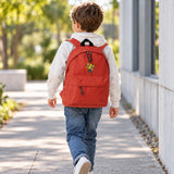 Child's Backpack in 600D Polyester 28x38x12 cm – Padded Back and Adjustable Shoulder Straps - Embroidered Butterfly with Flowers Design