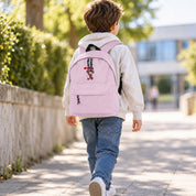 Mochila Infantil de Poliéster 600D 28x38x12 cm – Respaldo Acolchado y Tirantes Ajustables - Diseño Bordado de Osito con Corazón