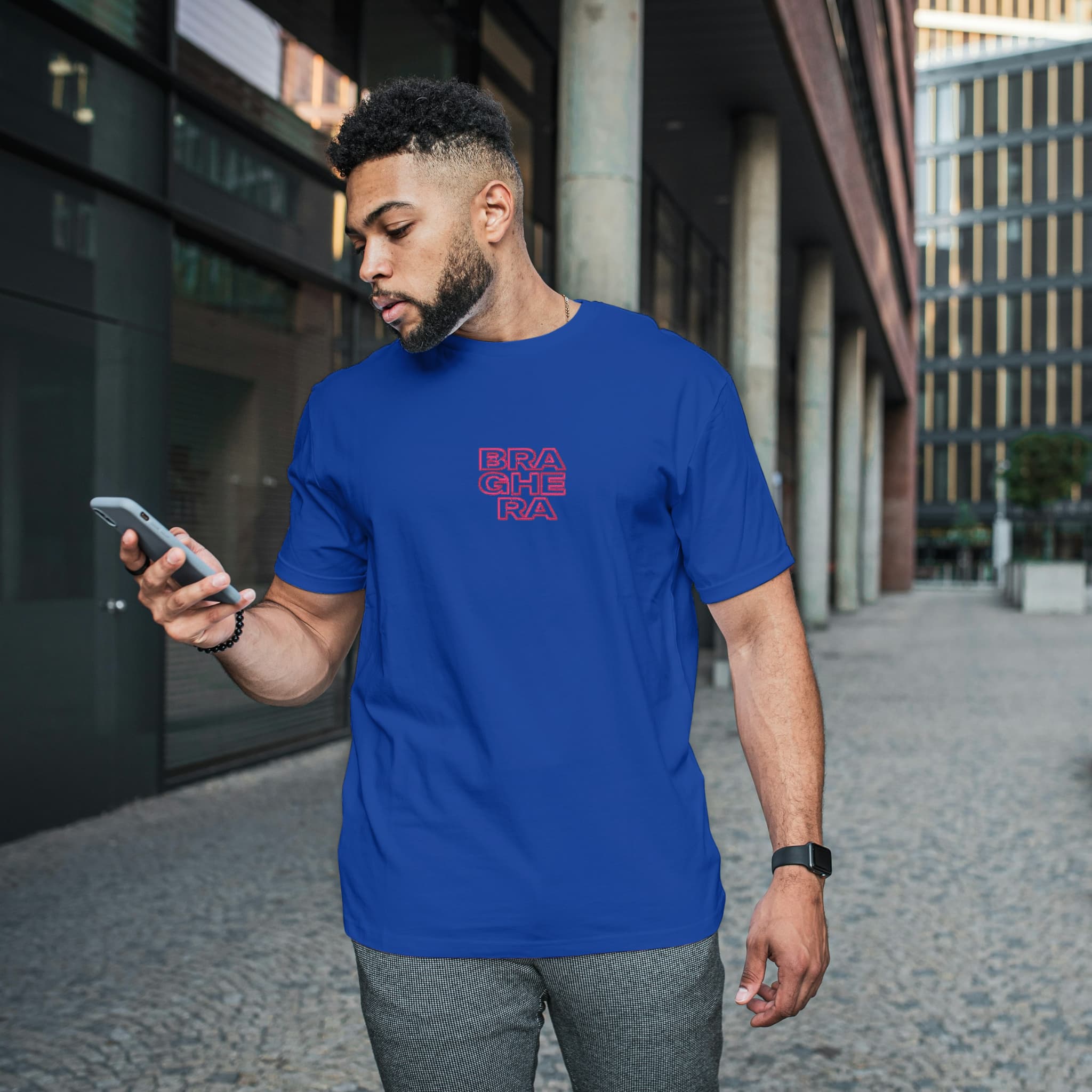 T-Shirt Unisex Ricamata 100% Cotone – Confortevole – Design Braghera Effetto Outline