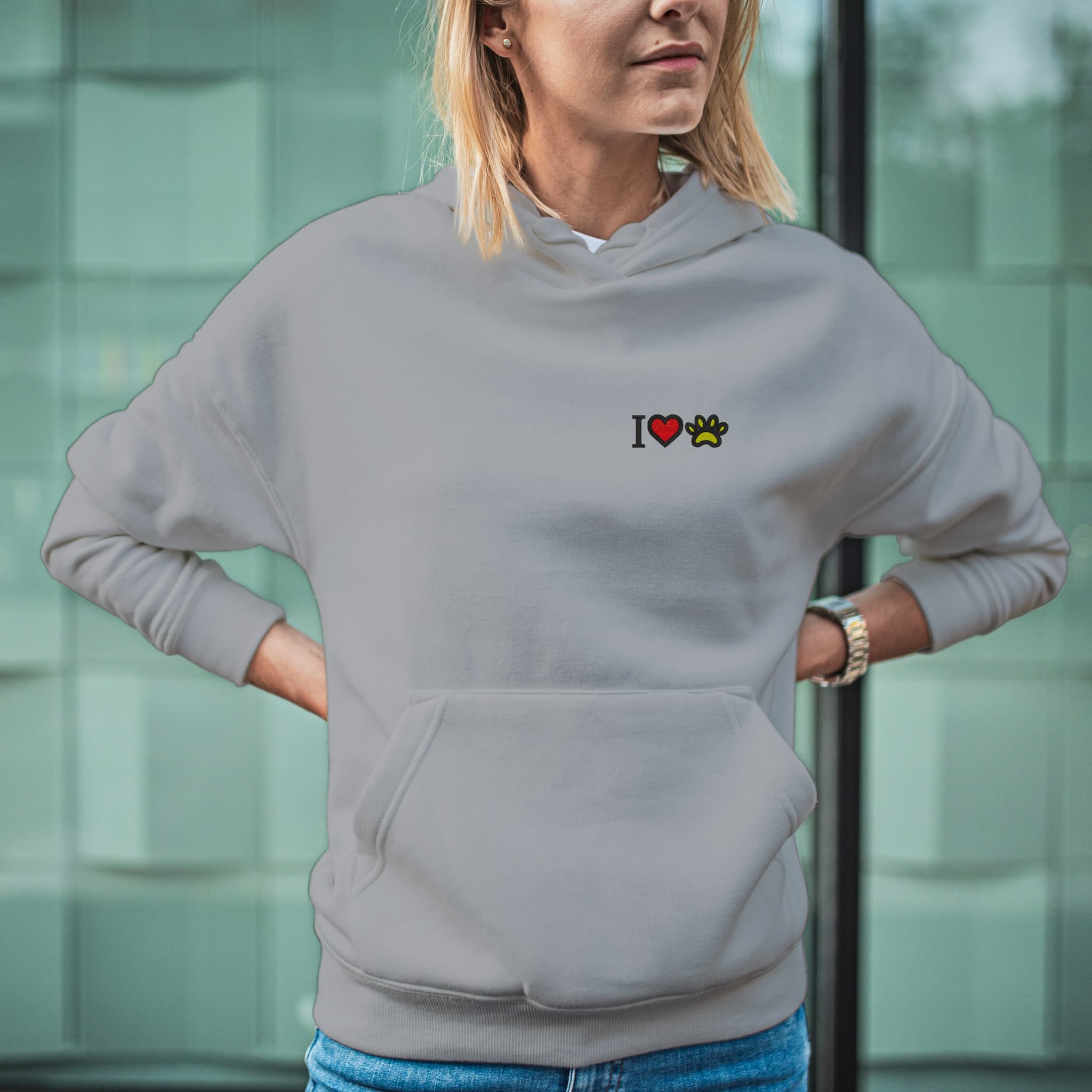 Felpa Ricamata Unisex Con Cappuccio – Morbida e Confortevole – Design I love pet