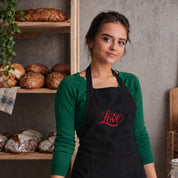 Grembiule in Cotone Riciclato o Poliestere e Cotone – Sostenibile e Pratico – Cucina e Lavoro – Design Ricamato Scritta Love