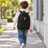 600D Polyester Kids' Backpack 28x38x12 cm – Padded Back and Adjustable Shoulder Straps - Embroidered Bear with Heart Design