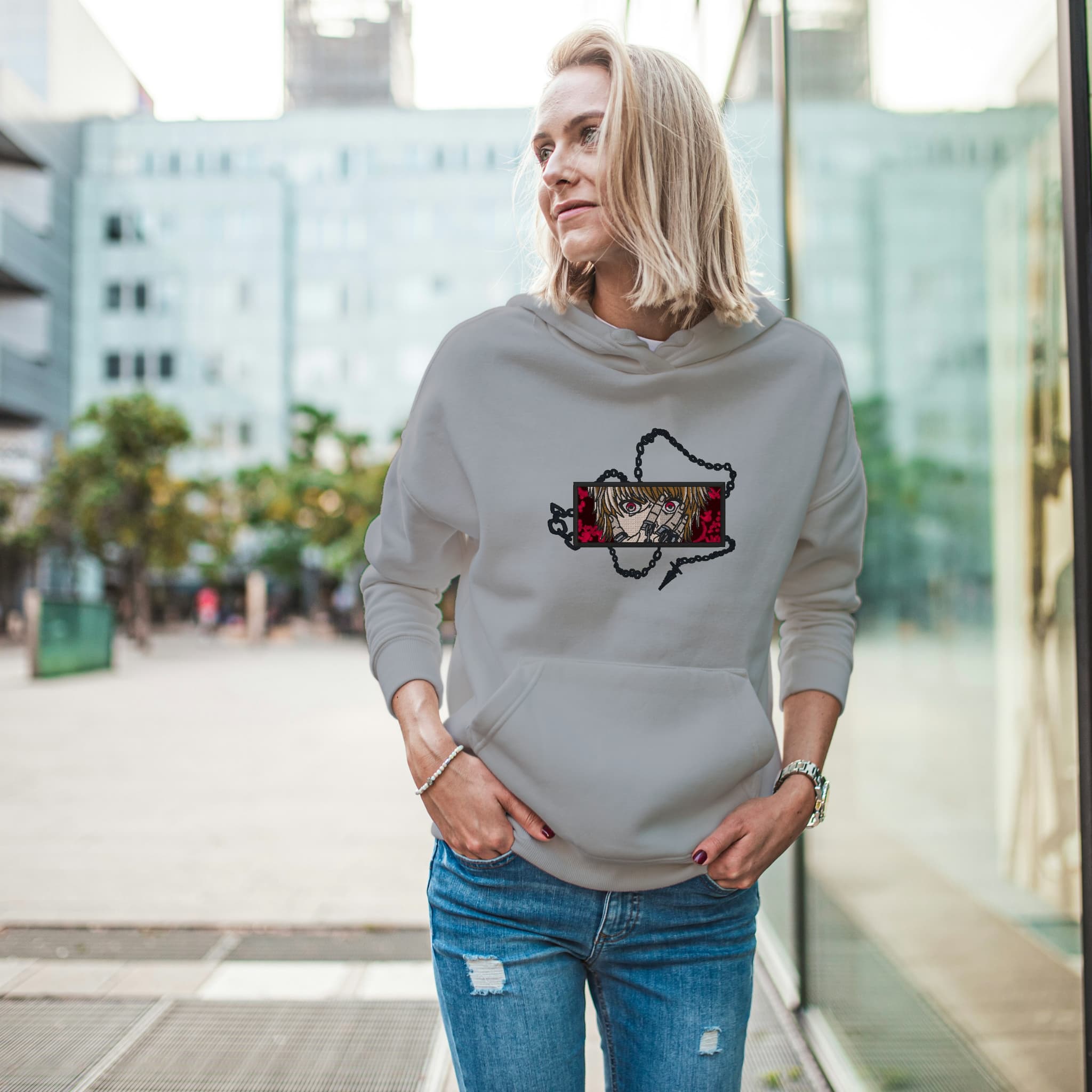 Felpa Ricamata Unisex Con Cappuccio – Morbida e Confortevole – Design Kurapika