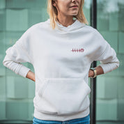 Felpa Ricamata Unisex Con Cappuccio – Morbida e Confortevole – Design Zampina Cagnolino + Battito cardiaco