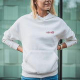 Felpa Ricamata Unisex Con Cappuccio – Morbida e Confortevole – Design Zampina Cagnolino + Battito cardiaco