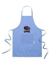 Grembiule in Cotone Riciclato – Sostenibile e Pratico – Cucina e Lavoro – Design Ricamato Scritta Love con Cuori a scacchi