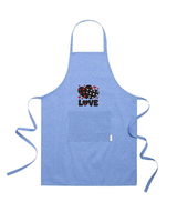 Grembiule in Cotone Riciclato – Sostenibile e Pratico – Cucina e Lavoro – Design Ricamato Scritta Love con Cuori a scacchi