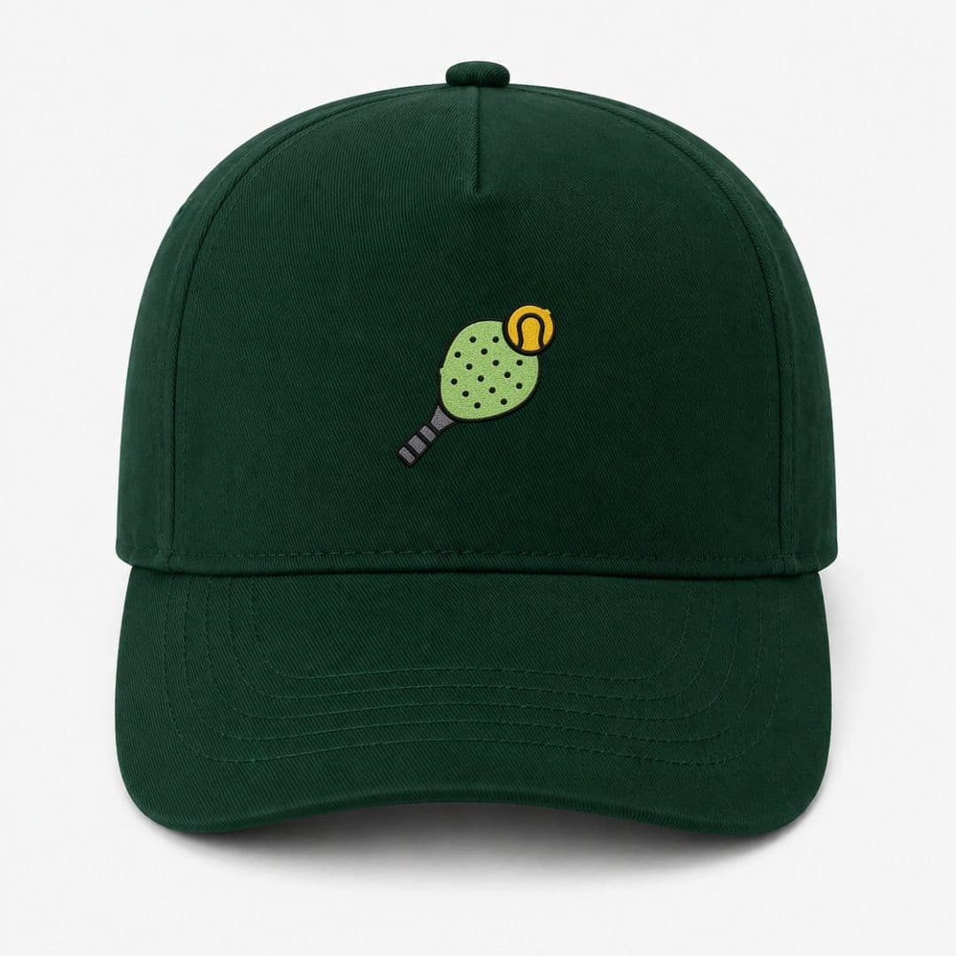 Cappellino Ricamato Unisex Da Baseball Regolabile – Design Racchetta da Paddle + Palla