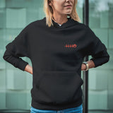 Felpa Ricamata Unisex Con Cappuccio – Morbida e Confortevole – Design Zampina Cagnolino + Battito cardiaco