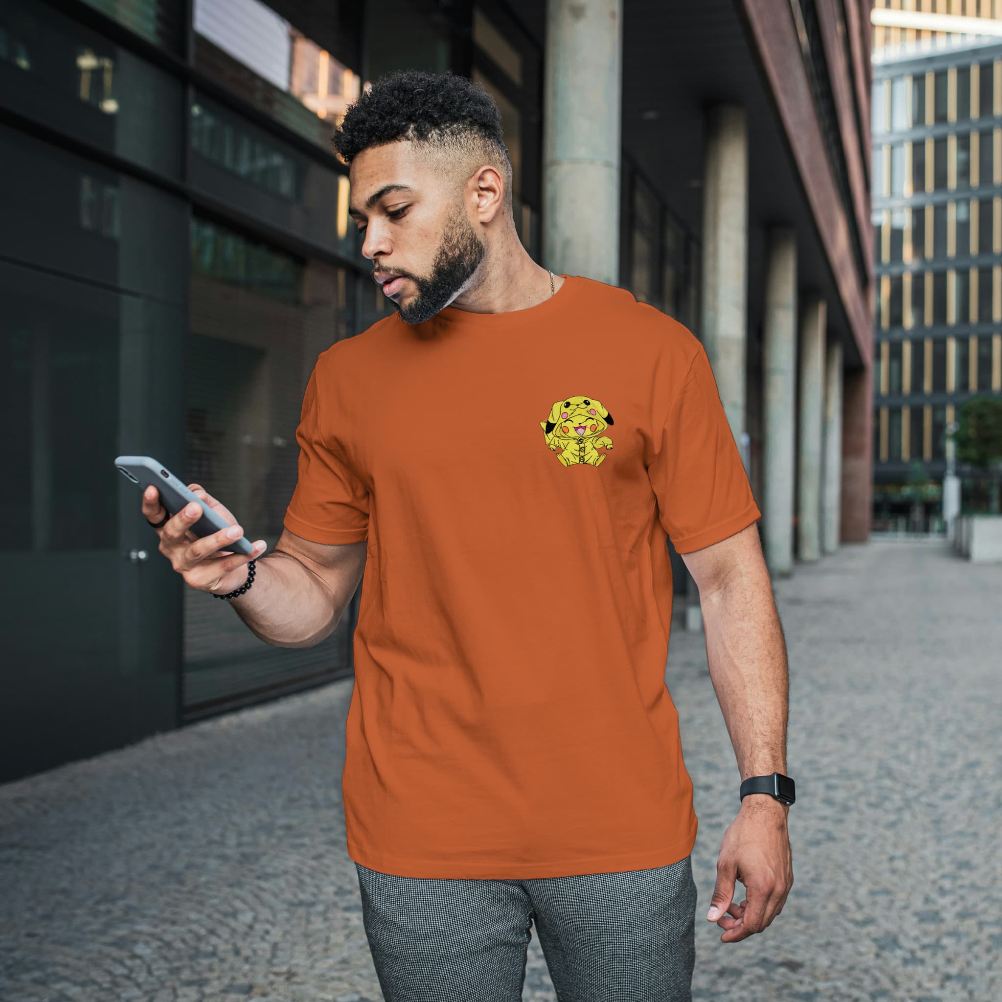 Unisex Embroidered T-Shirt 100% Cotton – Comfortable – Small Pikachu Design