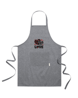 Grembiule in Cotone Riciclato – Sostenibile e Pratico – Cucina e Lavoro – Design Ricamato Scritta Love con Cuori a scacchi