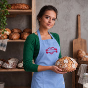 Recycled Cotton Apron – Sustainable and Practical – Cooking and Working – Embroidered Heart Design with Name