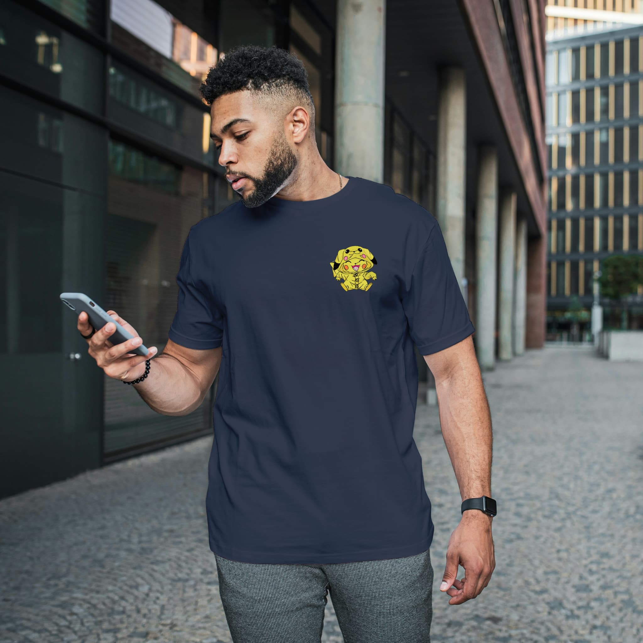 Unisex Embroidered T-Shirt 100% Cotton – Comfortable – Small Pikachu Design