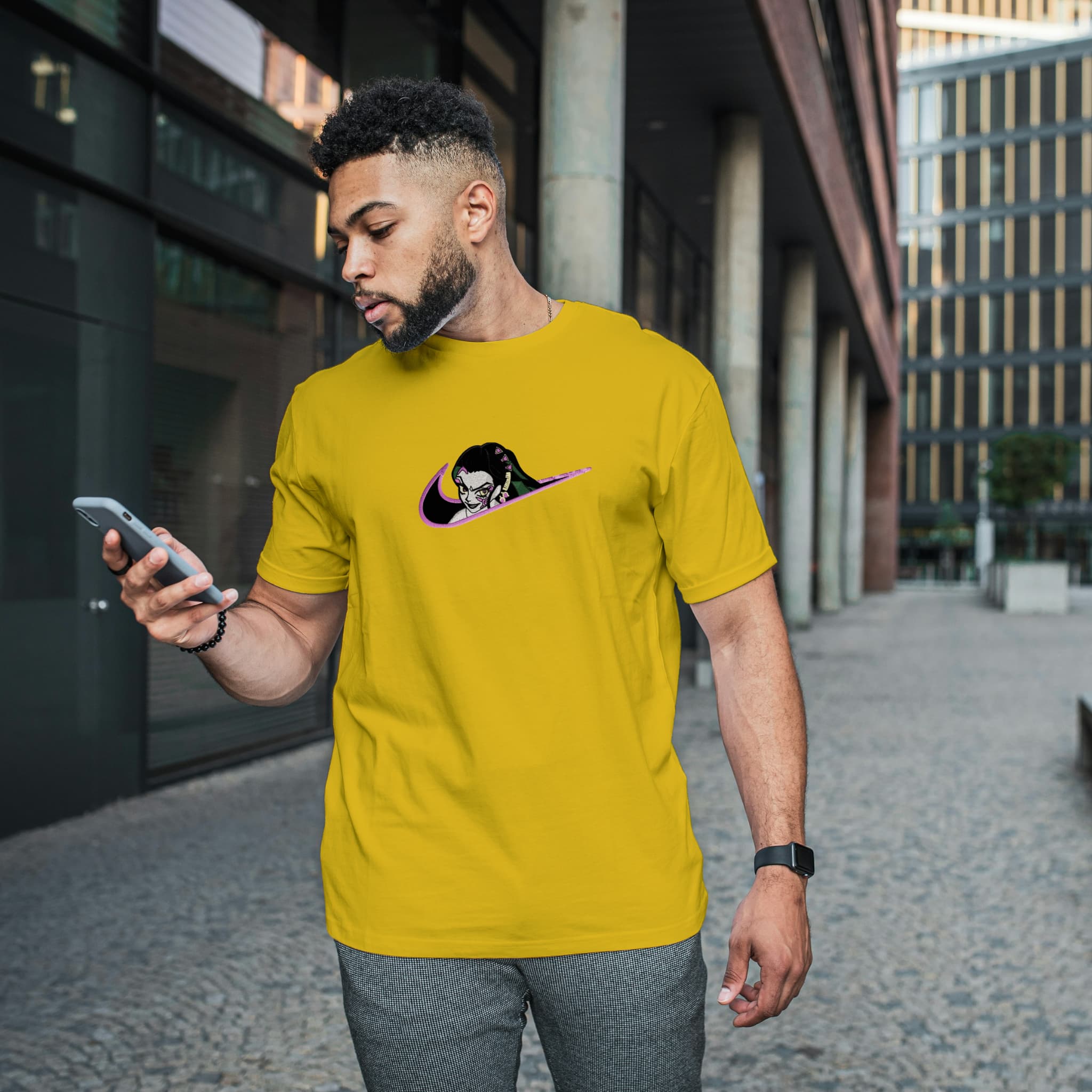 T-Shirt Unisex Ricamata 100% Cotone – Confortevole – Design Swoosh daki
