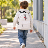 Mochila Infantil de Poliéster 600D 28x38x12 cm – Respaldo Acolchado y Tirantes Ajustables - Diseño Bordado de Osito con Corazón
