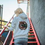 Felpa Ricamata sulla schiena Con Cappuccio Unisex – Morbida e Confortevole – Design Tanjiro danza del drago del sole