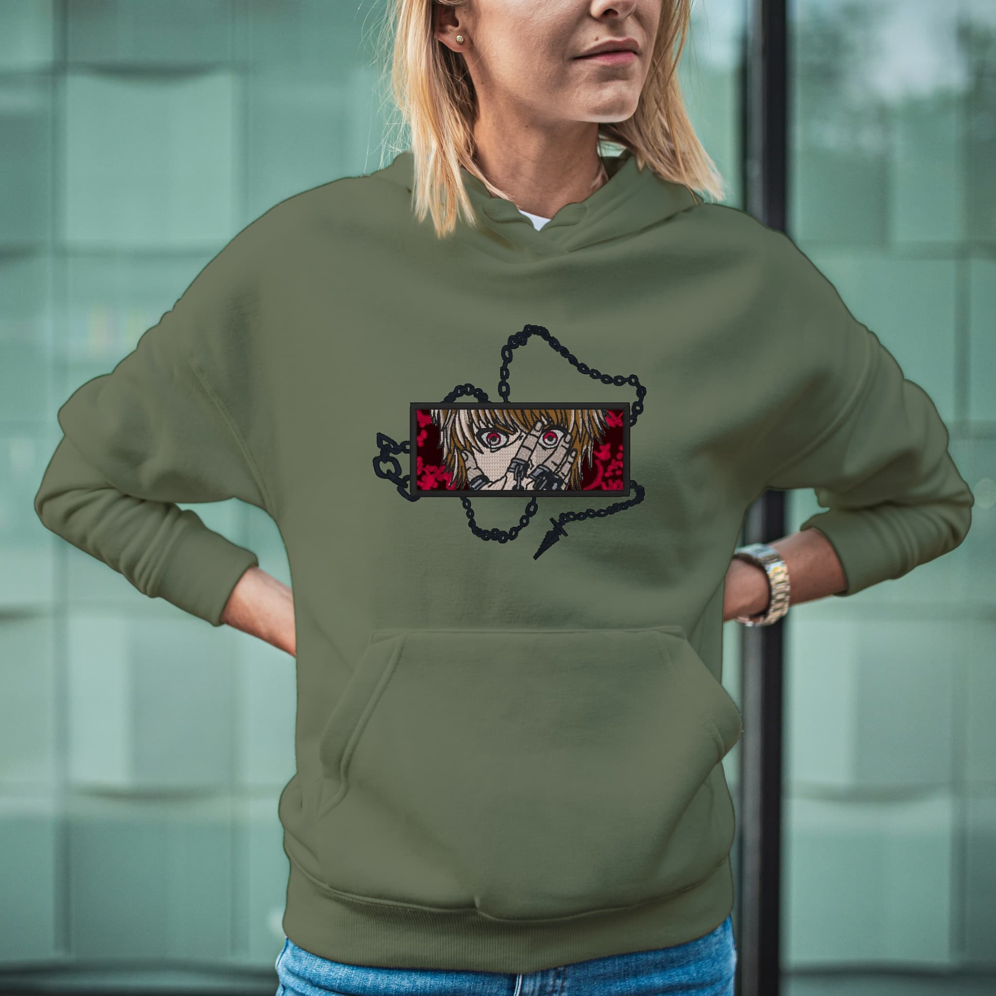 Felpa Ricamata Unisex Con Cappuccio – Morbida e Confortevole – Design Kurapika