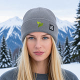 Recycled RPET Knit Hat – Soft and Warm – Naturaleine Sustainable Line – Embroidered Leaf Design