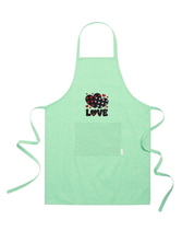 Grembiule in Cotone Riciclato – Sostenibile e Pratico – Cucina e Lavoro – Design Ricamato Scritta Love con Cuori a scacchi