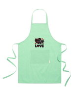 Grembiule in Cotone Riciclato – Sostenibile e Pratico – Cucina e Lavoro – Design Ricamato Scritta Love con Cuori a scacchi