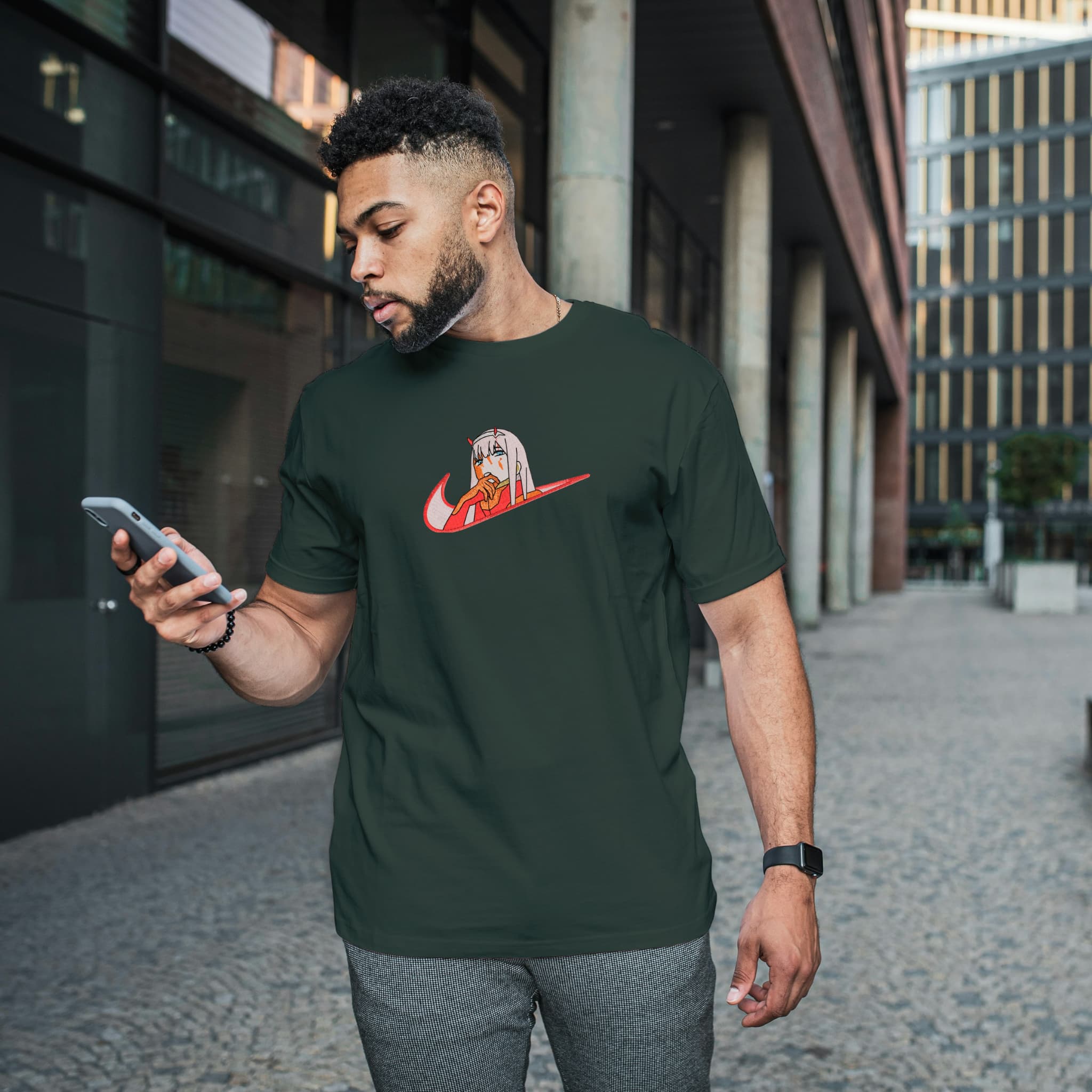 T-Shirt Unisex Ricamata 100% Cotone – Confortevole – Design Swoosh Zero Two