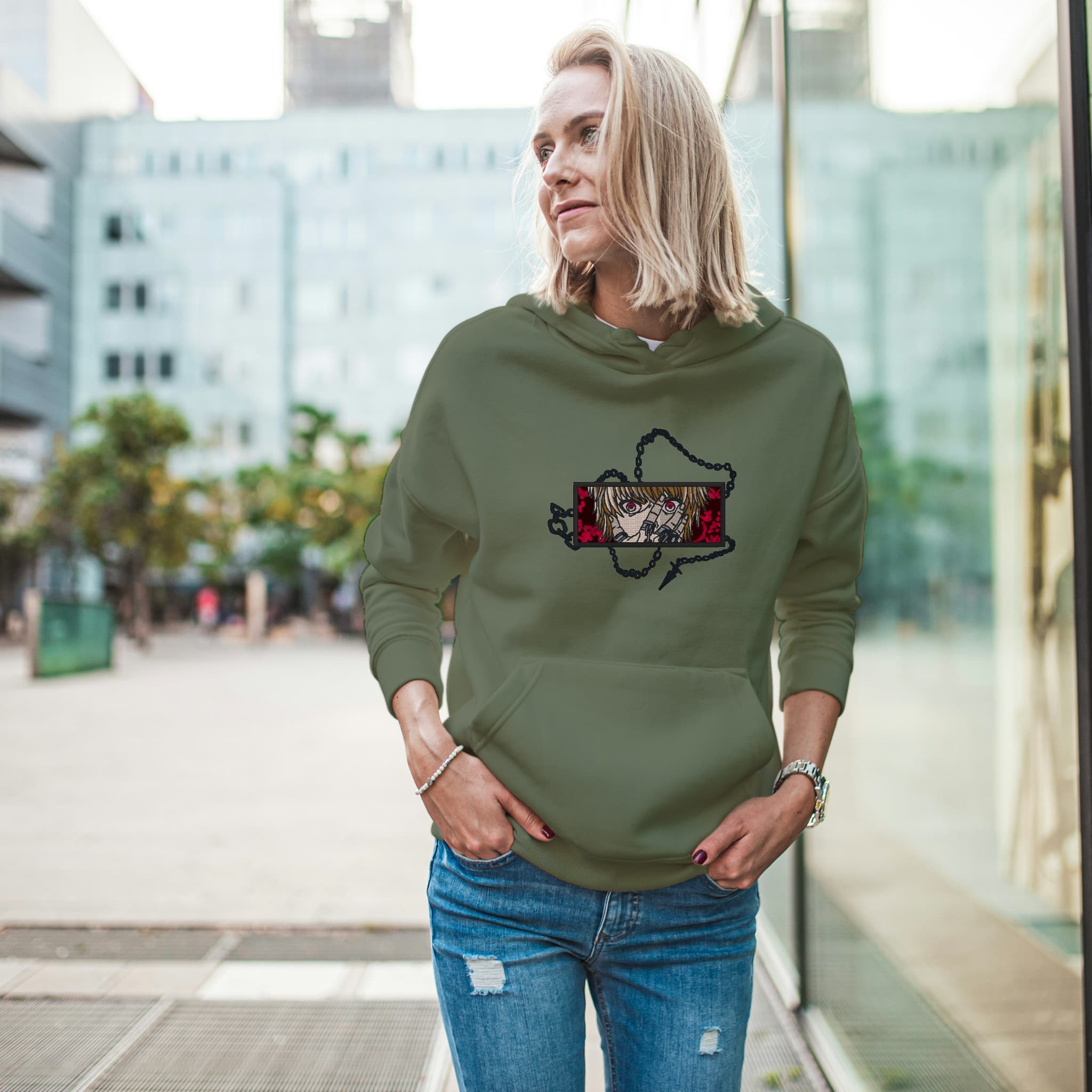Felpa Ricamata Unisex Con Cappuccio – Morbida e Confortevole – Design Kurapika
