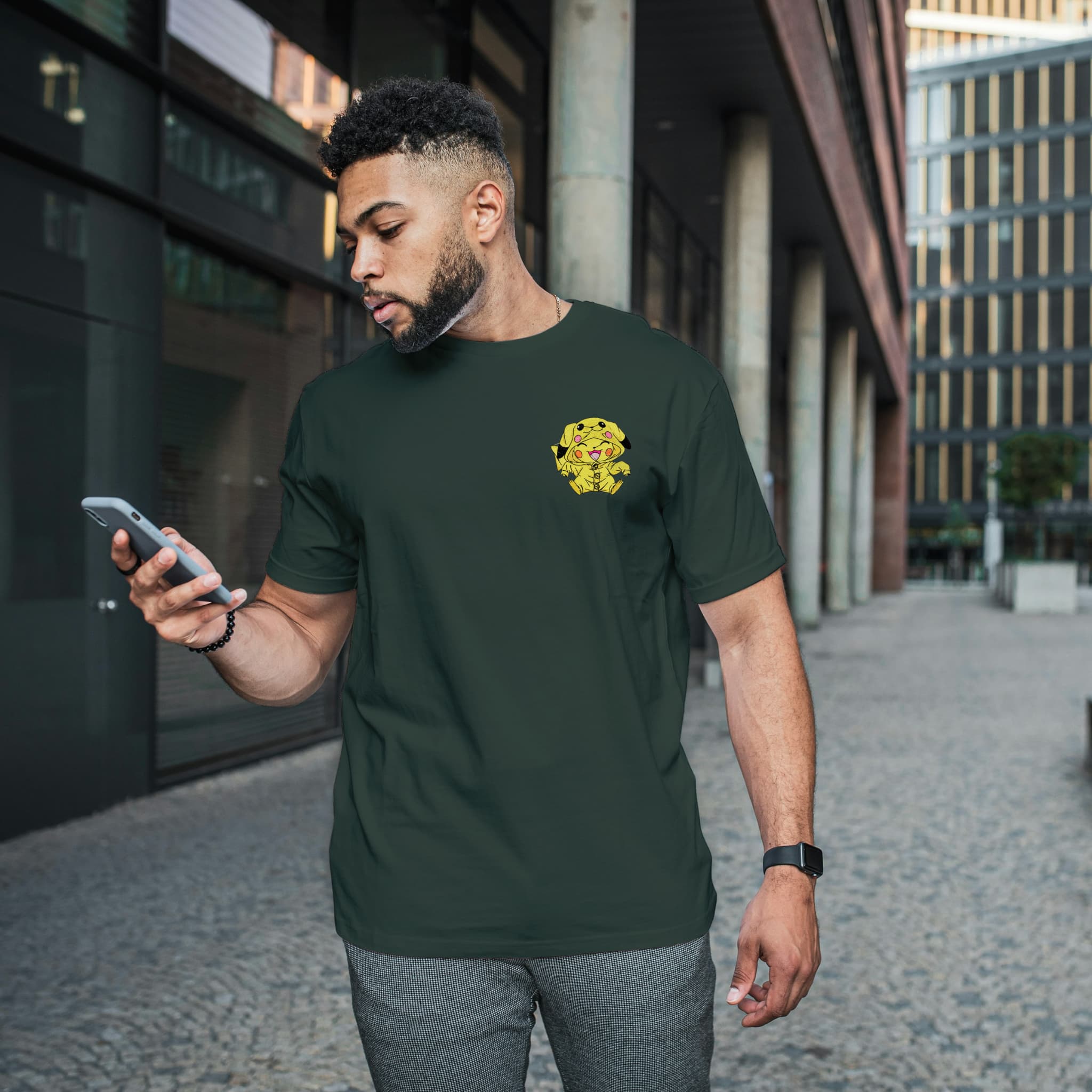 Unisex Embroidered T-Shirt 100% Cotton – Comfortable – Small Pikachu Design
