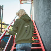 Felpa Ricamata sulla schiena Con Cappuccio Unisex – Morbida e Confortevole – Design Astronauta Con altalena sulla luna
