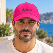 Cappellino Ricamato Unisex Da Baseball Regolabile – Design Montagna + Bici = Faccia Felice