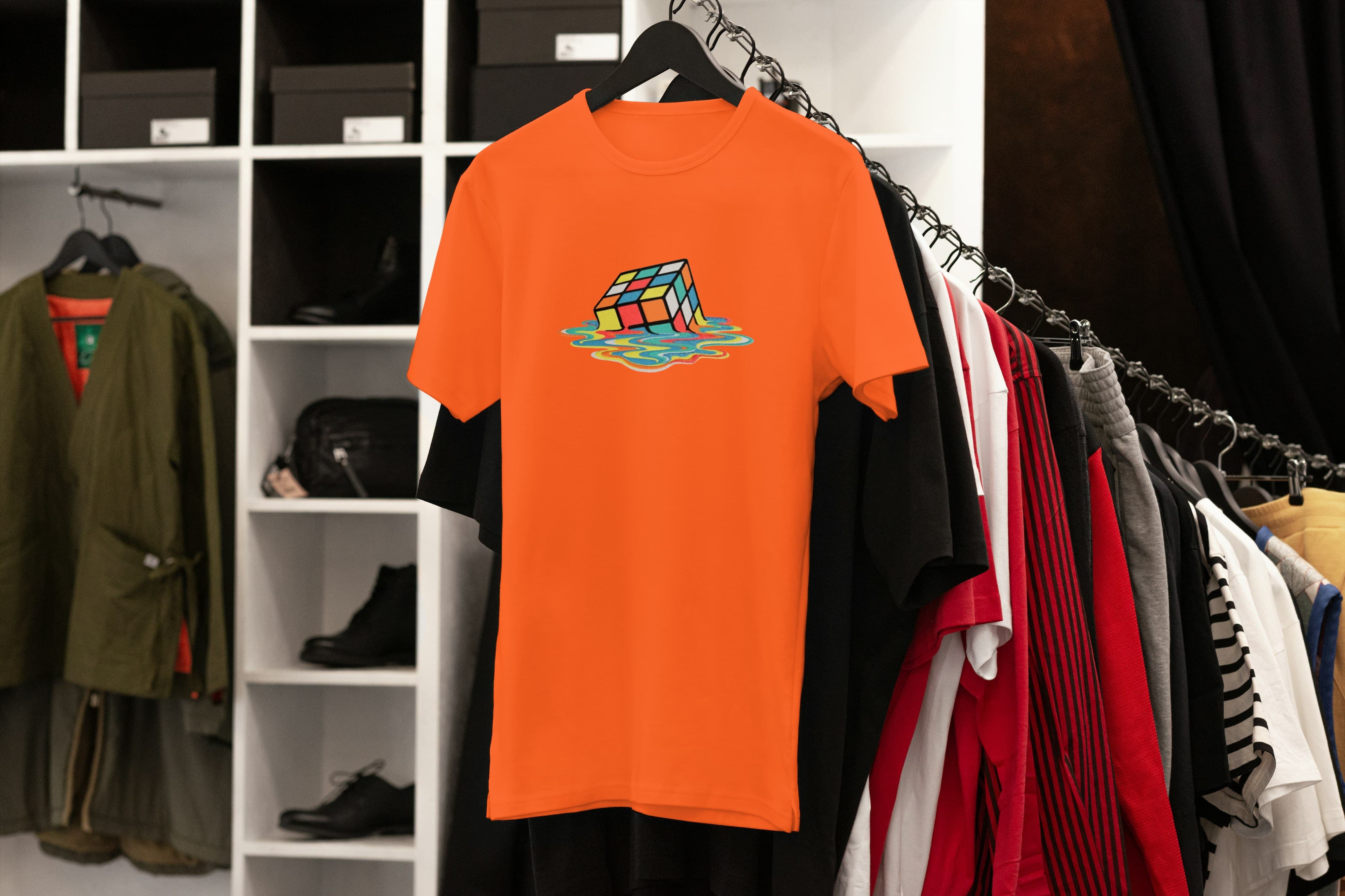T-Shirt Unisex Ricamata 100% Cotone – Confortevole – Design Cubo di rubik che si scioglie