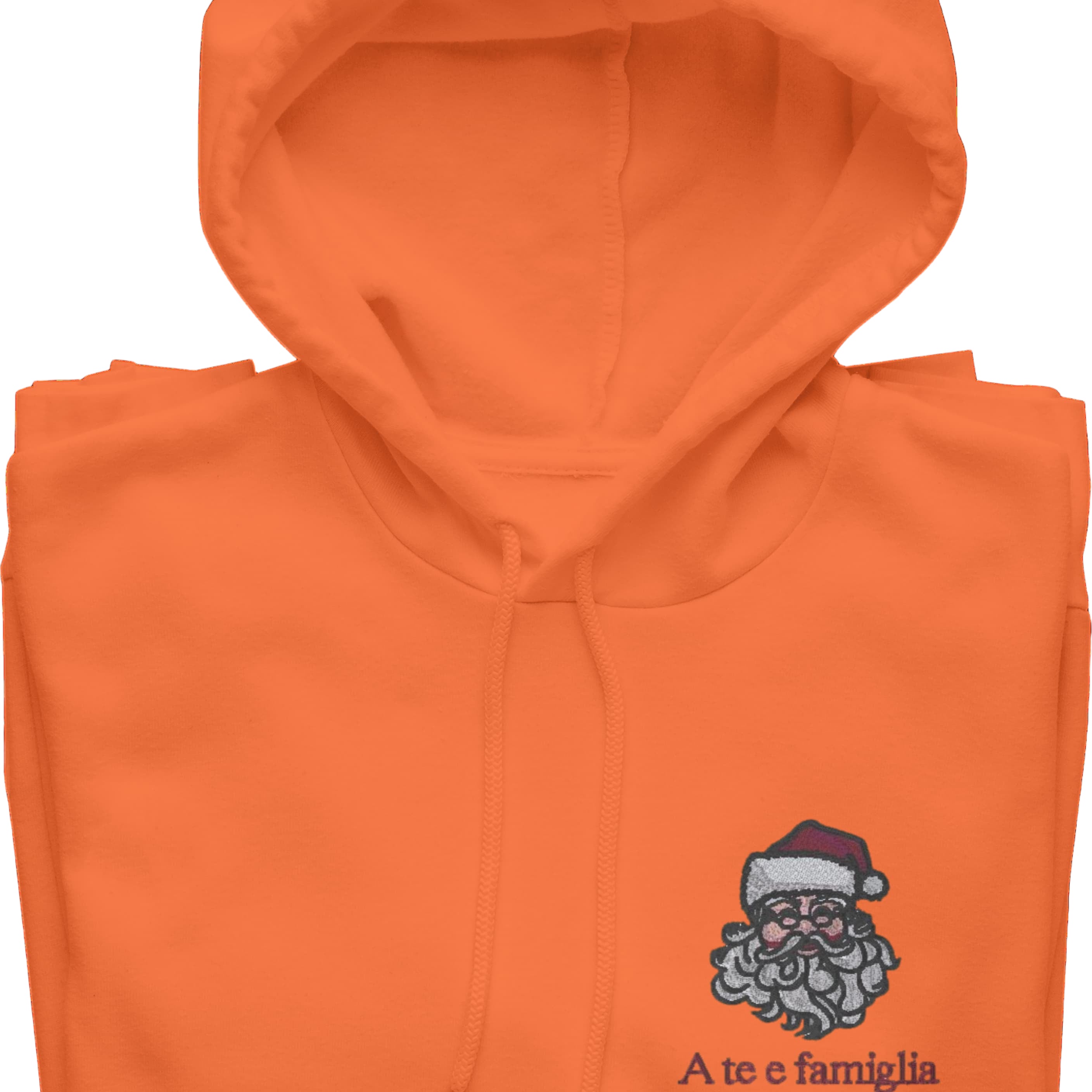 Felpa Ricamata Unisex – Morbida con Cappuccio e Tasca Frontale – Babbo Natale A te e famiglia