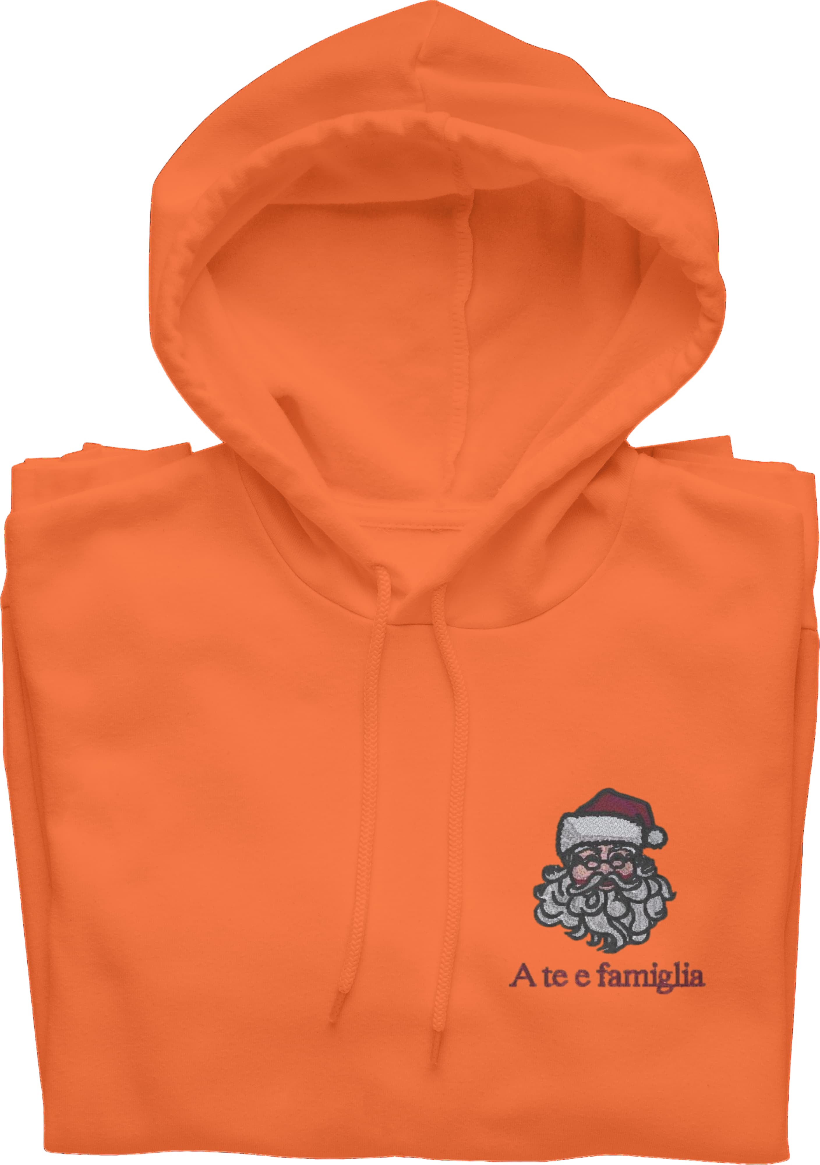 Felpa Ricamata Unisex – Morbida con Cappuccio e Tasca Frontale – Babbo Natale A te e famiglia