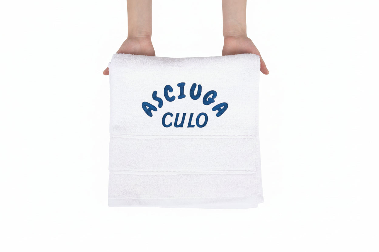 Asciugamano Ospiti Ricamato in Cotone 30×50 cm – Morbido e Assorbente – 360 gr/m² – Design Asciuga Culo-Biiply