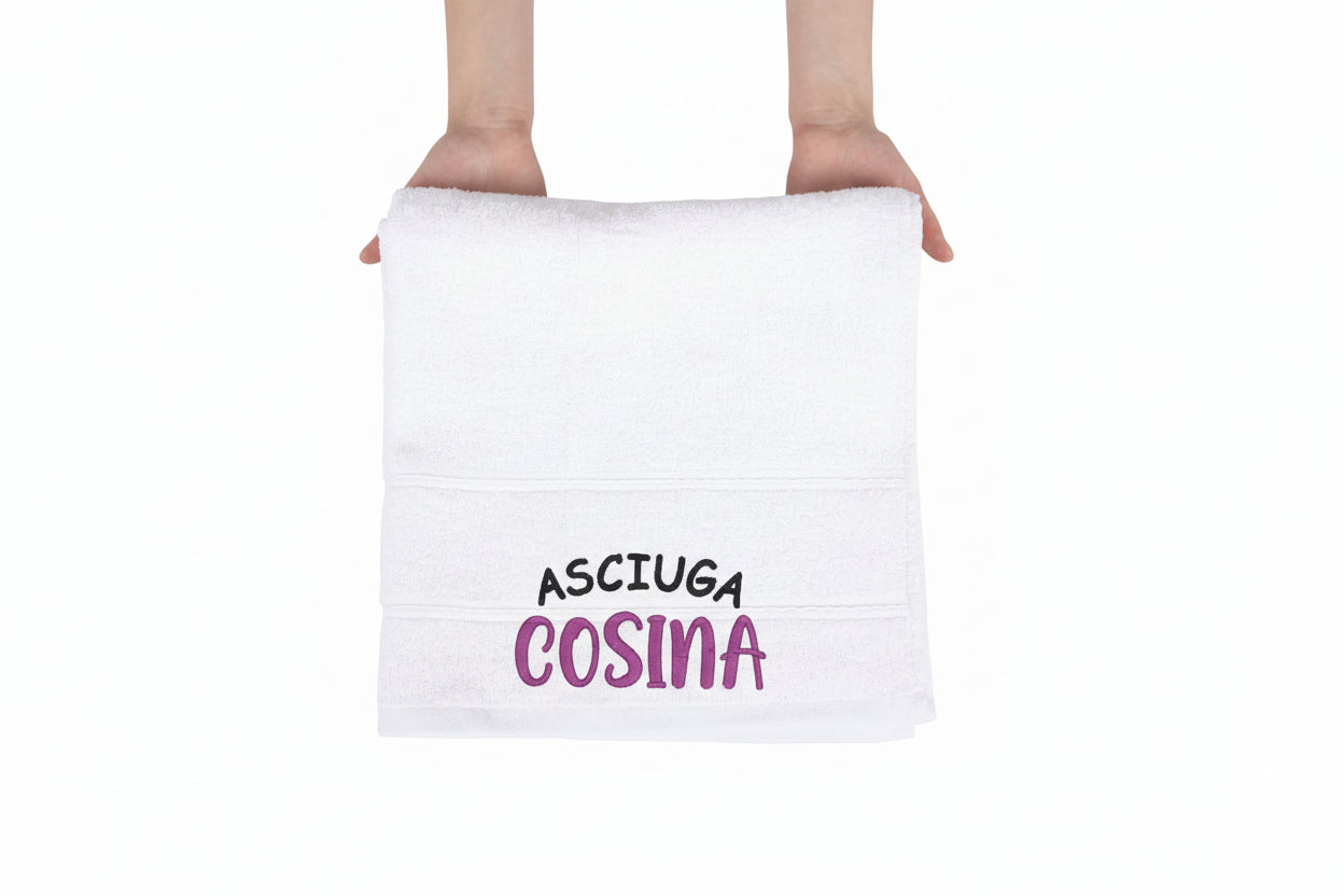 Asciugamano Ospiti Ricamato in Cotone 30×50 cm – Morbido e Assorbente – 360 gr/m² – Design Cosina-Biiply