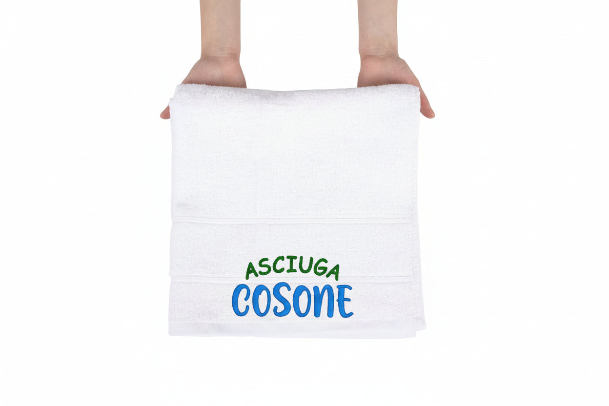 Asciugamano Ospiti Ricamato in Cotone 30×50 cm – Morbido e Assorbente – 360 gr/m² – Design Cosone-Biiply