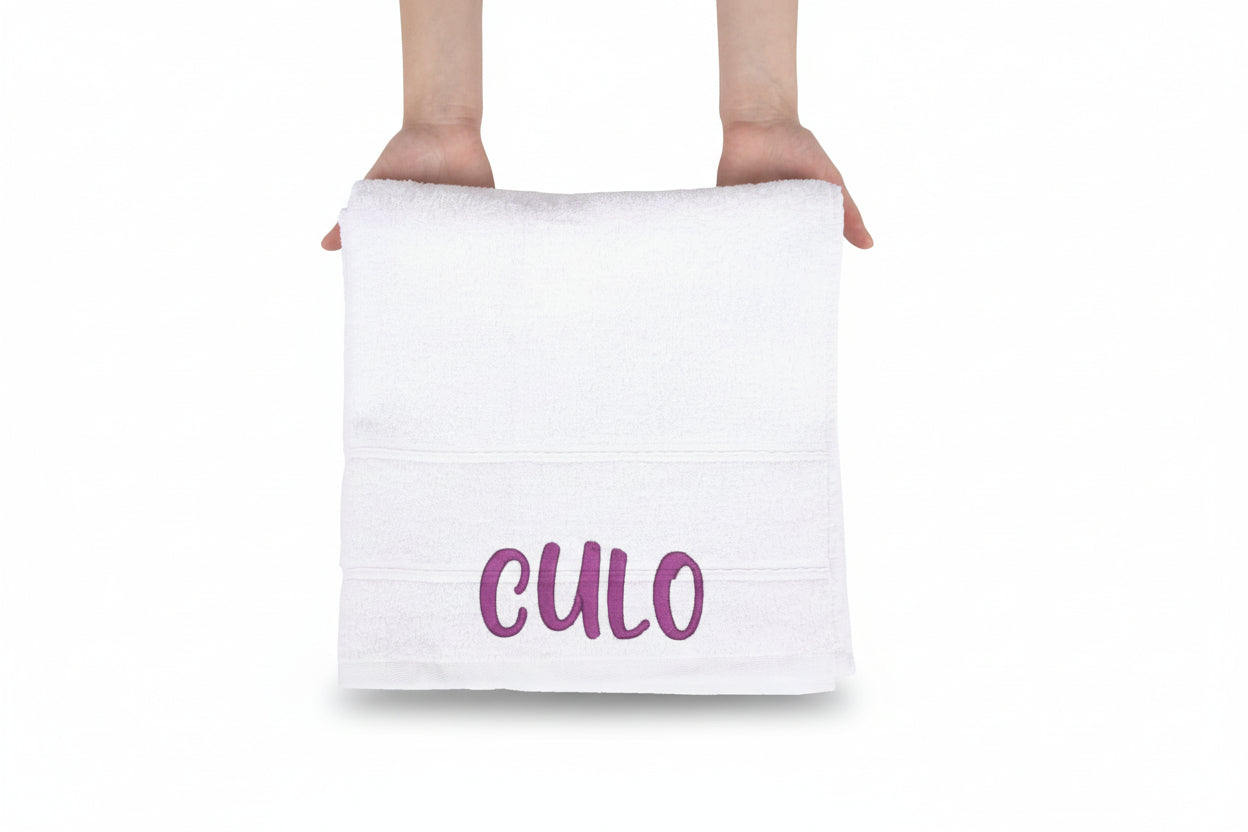 Asciugamano Ospiti Ricamato in Cotone 30×50 cm – Morbido e Assorbente – 360 gr/m² – Design Culo-Biiply