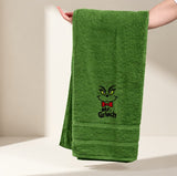 Asciugamano Ricamato in Cotone 150×70 cm – Morbido e Assorbente – 360 gr/m² – Design Mr Grinch