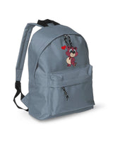 Zaino Bambino in Poliestere 600D 28x38x12 cm – Schienale Imbottito e Spallacci Regolabili - Design Ricamato Orsetto con Cuore