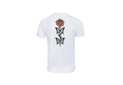 T-Shirt Unisex Ricamata sulla schiena 100% Cotone – Confortevole – Design rosa con foglie a farfalle