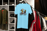 T-Shirt Unisex Ricamata 100% Cotone – Confortevole – Design Snoopy sulla bici