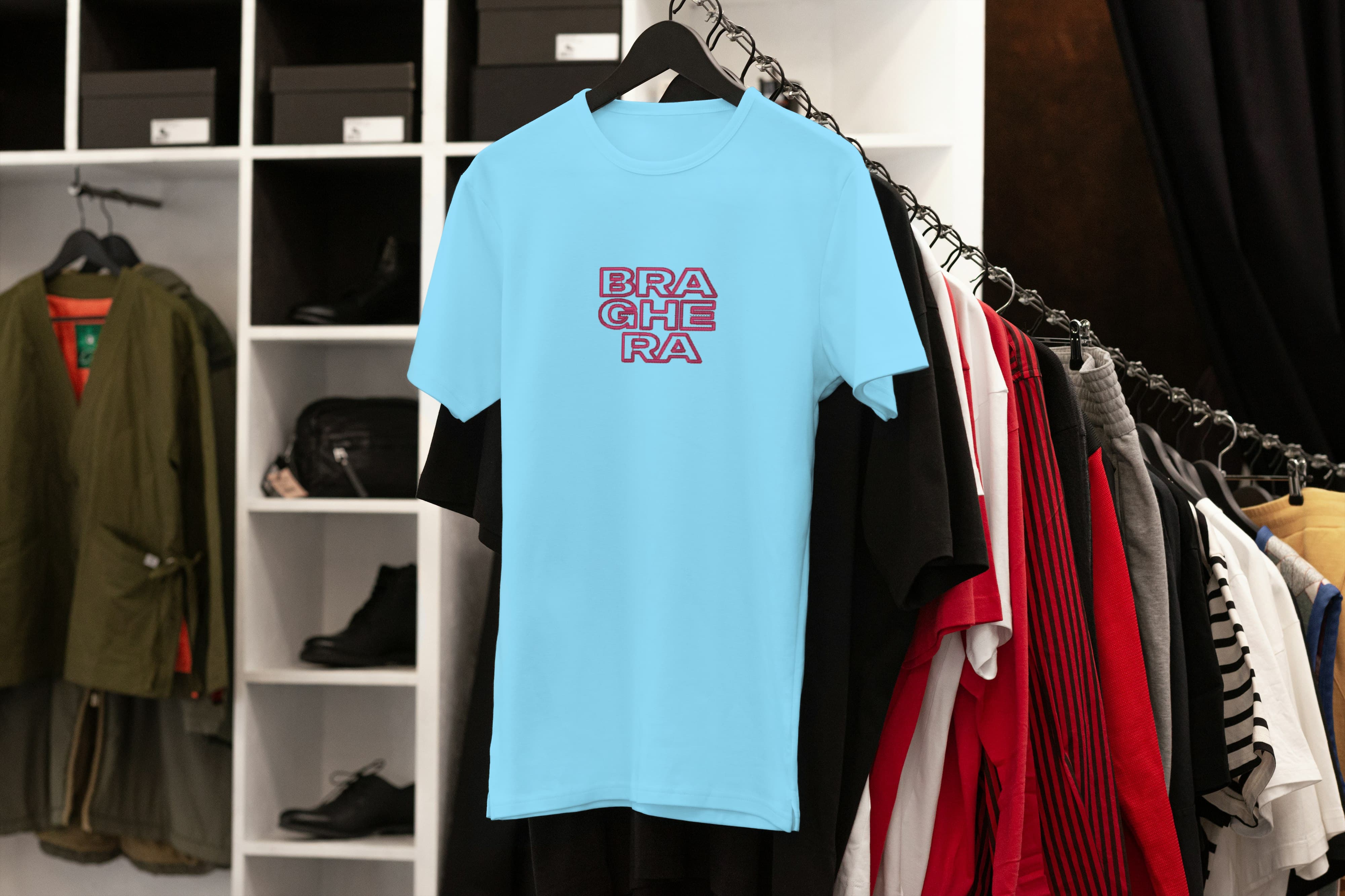 T-Shirt Unisex Ricamata 100% Cotone – Confortevole – Design Braghera Effetto Outline