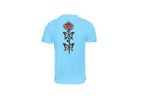 T-Shirt Unisex Ricamata sulla schiena 100% Cotone – Confortevole – Design rosa con foglie a farfalle
