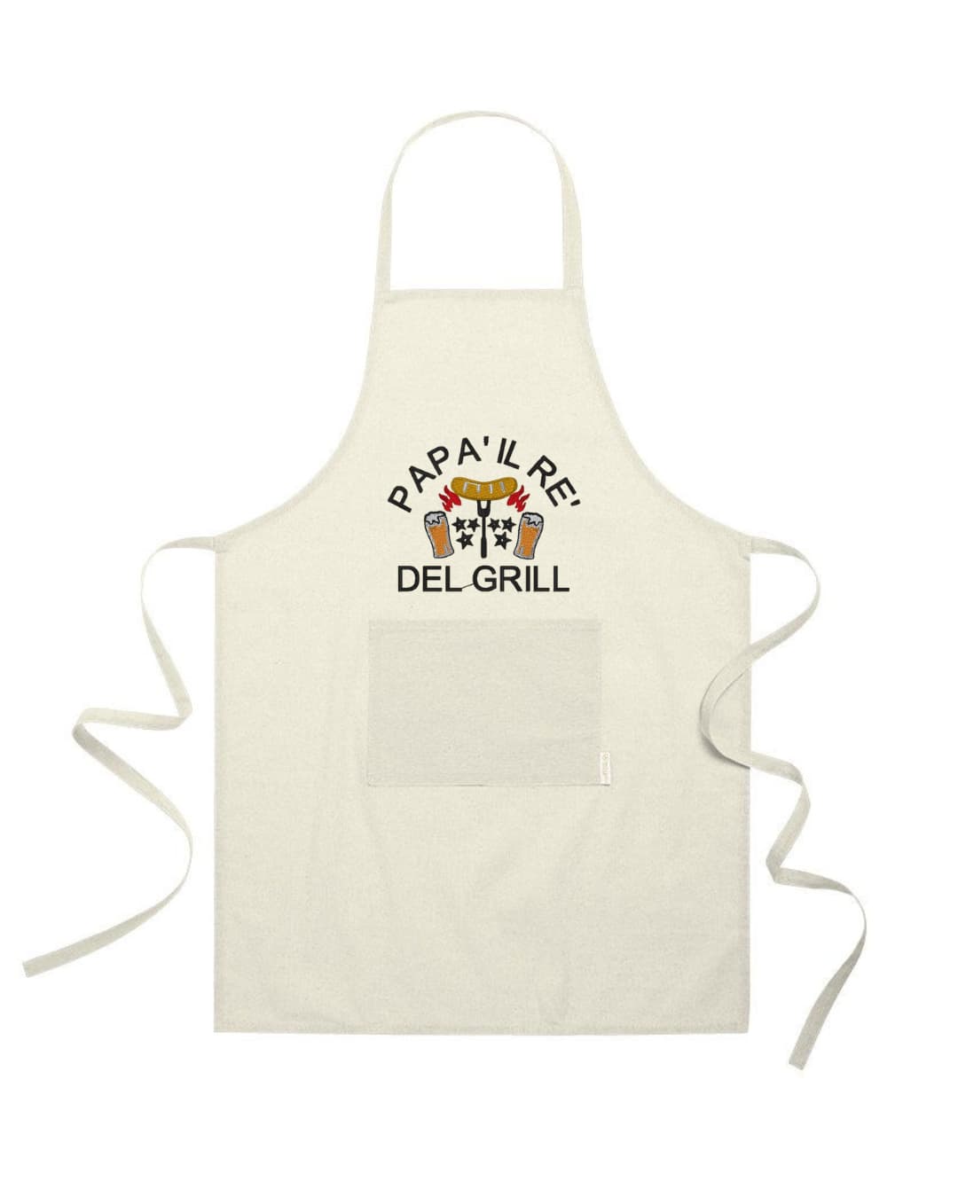 Grembiule in Cotone Riciclato o Poliestere e Cotone – Sostenibile e Pratico – Cucina e Lavoro – Design Ricamato Con scritta Papà il re del grill