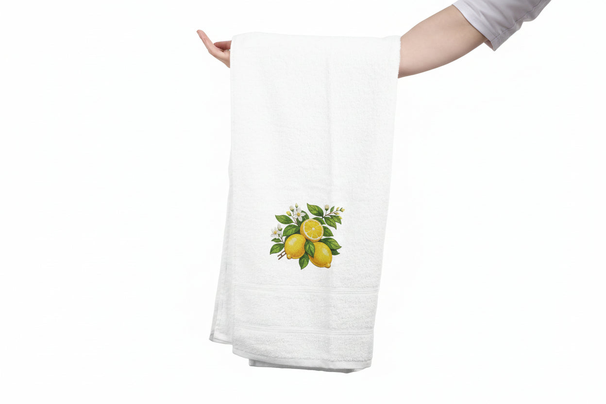 Embroidered Cotton Towel 150x70 cm – Soft and Absorbent – 360 gsm – Lemon Design