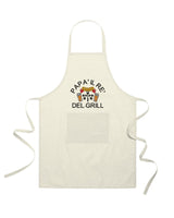 Grembiule in Cotone Riciclato o Poliestere e Cotone – Sostenibile e Pratico – Cucina e Lavoro – Design Ricamato Con scritta Papà il re del grill