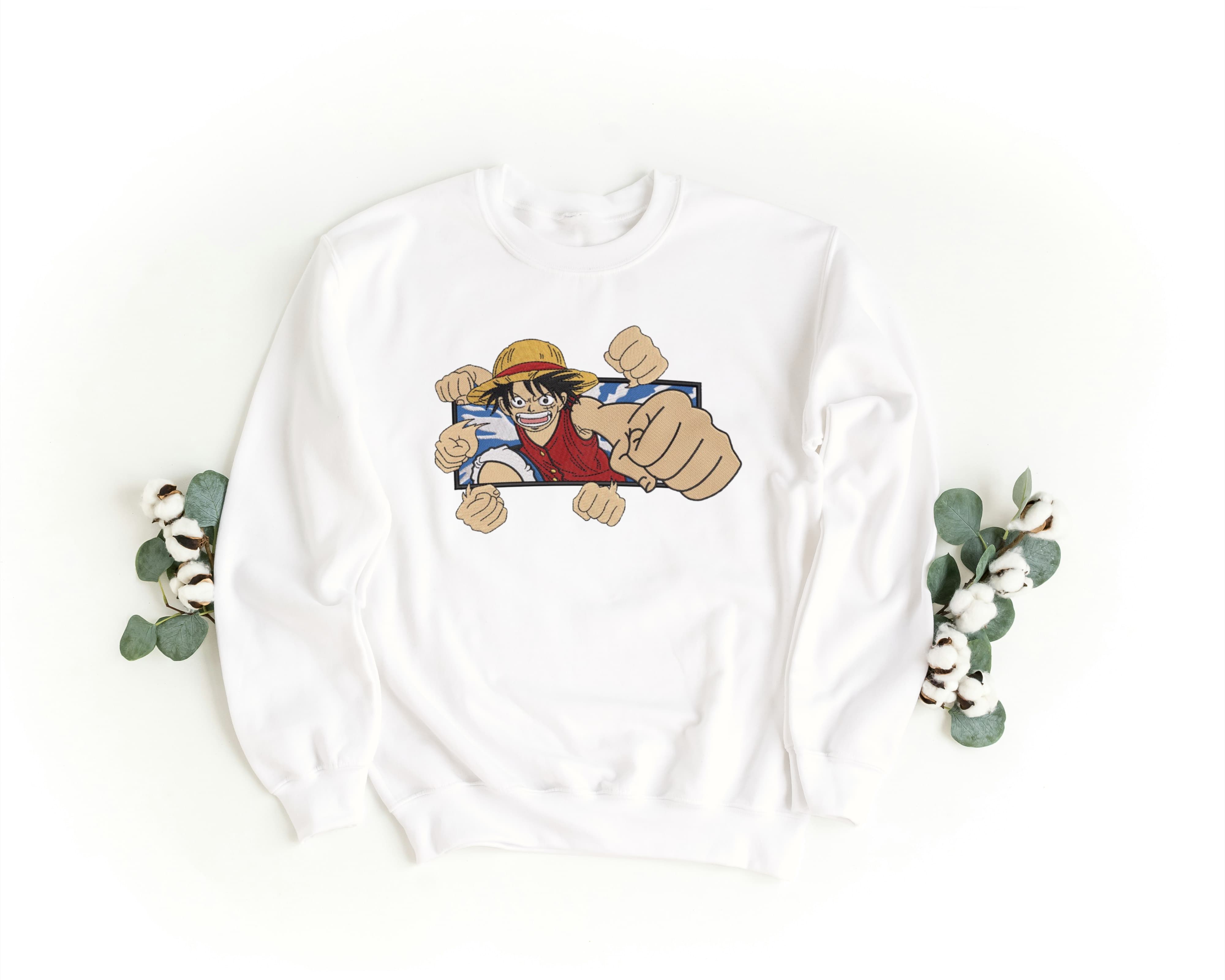 Felpa Ricamata Unisex – Morbida – Stile Streetwear – Luffy