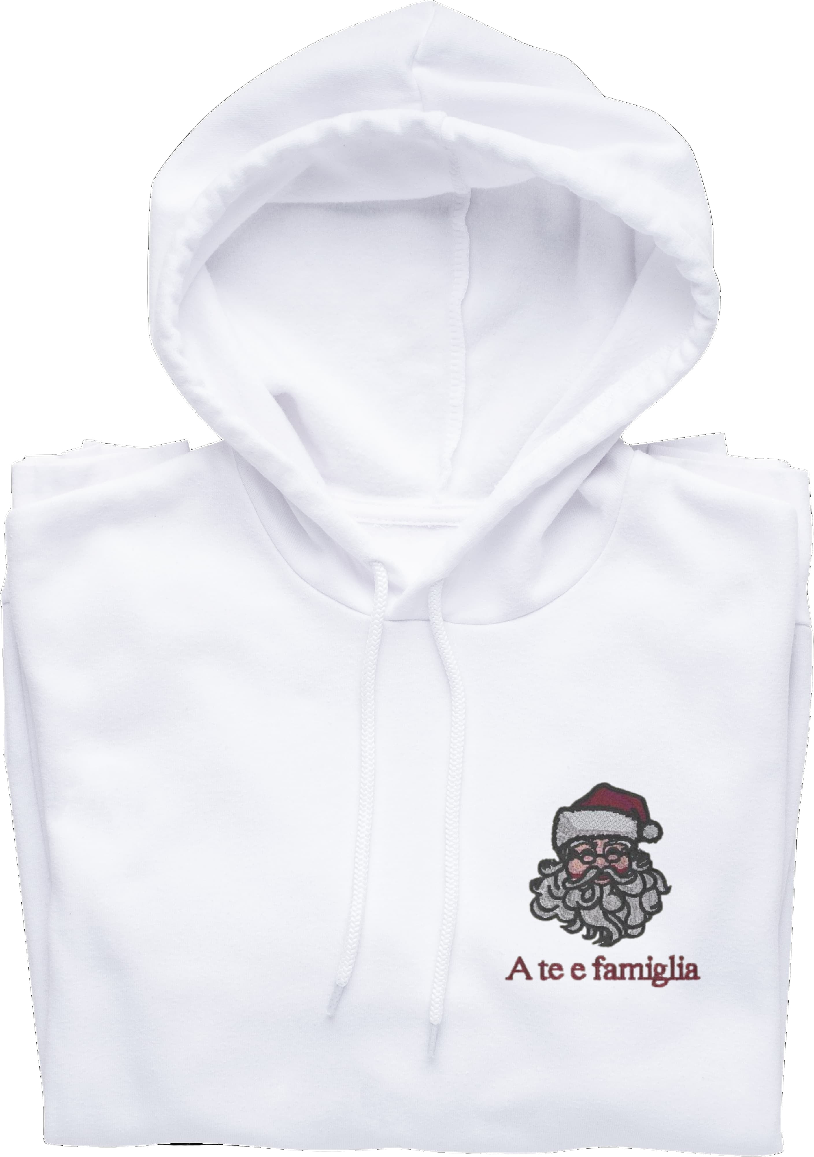 Felpa Ricamata Unisex – Morbida con Cappuccio e Tasca Frontale – Babbo Natale A te e famiglia