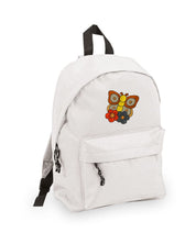 Mochila Infantil de Poliéster 600D 28x38x12 cm – Espalda Acolchada y Correas Ajustables – Diseño Bordado Mariposa con Flores